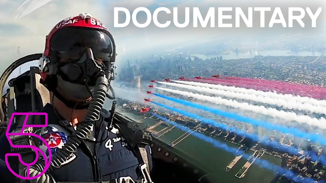 RAF Red Arrows Meet US Thunderbirds Over New York  Red Arrows Take America Documentary  Channel 5