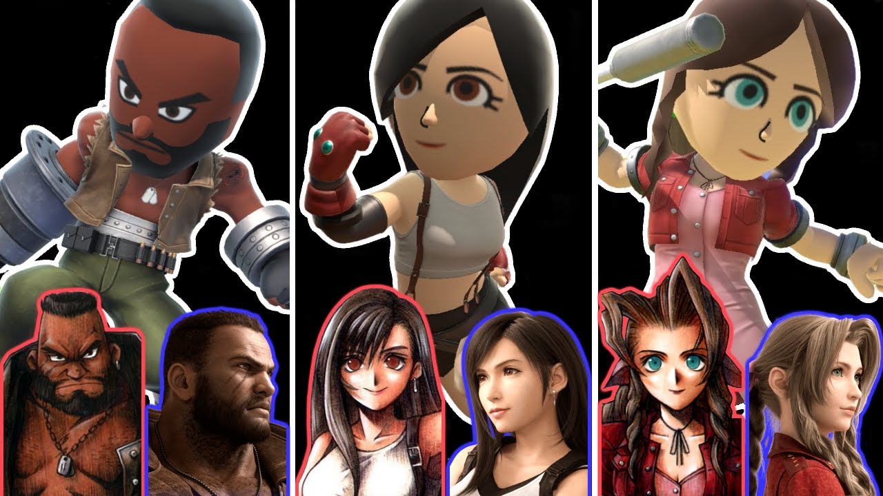 FF7 Mii Fighter costumes Comparison #SSBU #FF7 - YouTube