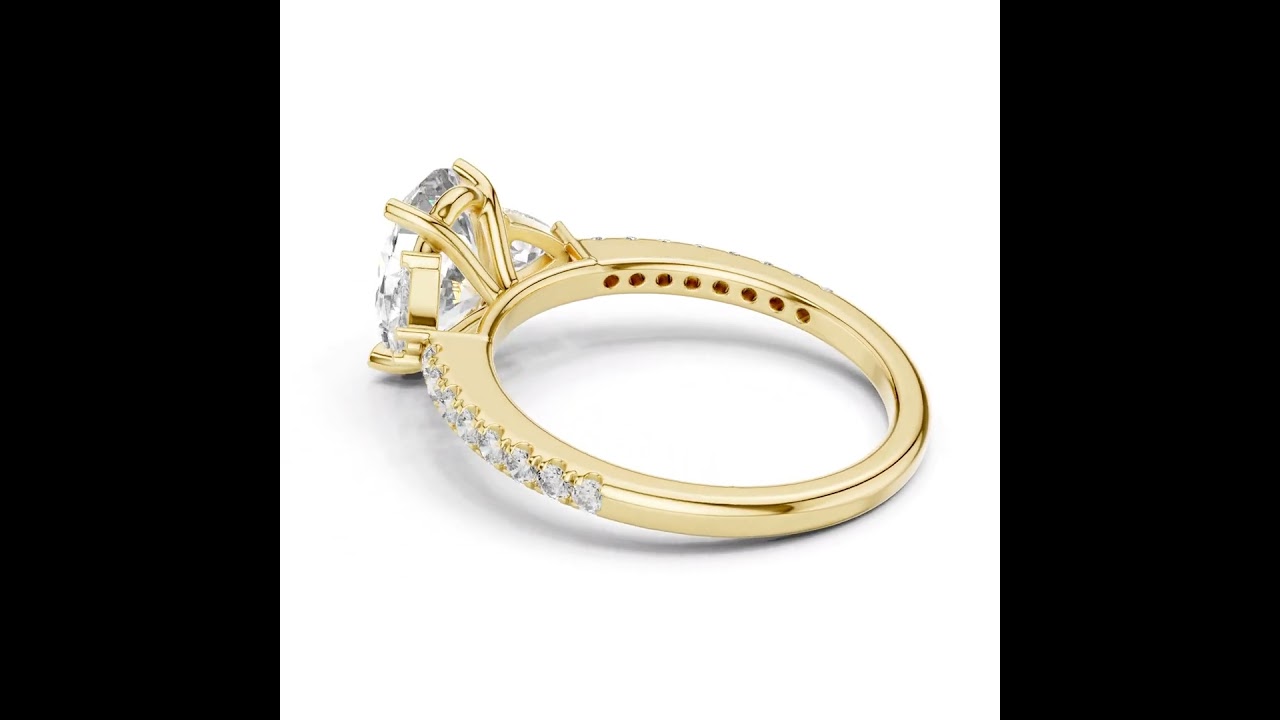 Oval Cut Lab Grown Diamond Three Stone Trillion Ring