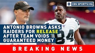 The saga goes on. after raiders reportedly voided antonio brown's
guaranteed money, wide receiver requested a release in an instagram
post. bryant mc...