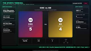 Cubs vs Padres LIVE NOW ⚾ Real-Time MLB Dashboard | Score, Count, Bases