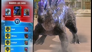 Hadros Lux raid boss defeated by Tryo, M-Rex, Maxima, Tuora EP14 (Jurassic World Alive V2.3)