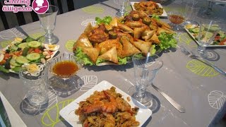 Repas complet pour des invités   | طريقة تحضير مائدة غداء أو عشاء للضيوف شهيوات هندوشة 