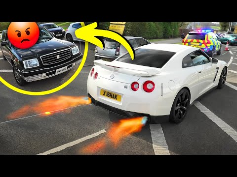 Driver gets ANGRY at Flaming GT-R Entering Worlds BIGGEST JDM Show! @AdamC3046