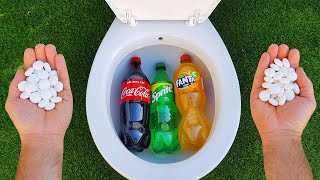 Experiment: Coca Cola, Fanta, Sprite, Balloon and Mentos in Toilet