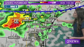 Cold front day: Rainy and cooler start to the week