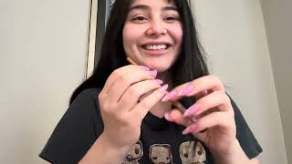 ASMR face brushing with mouth sounds