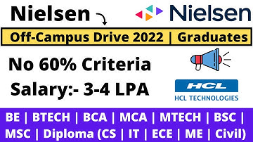 Nielsen Hiring Freshers Batch | 2022 | Graduates Batch | Many Courses | No 60% Criteria | Branches