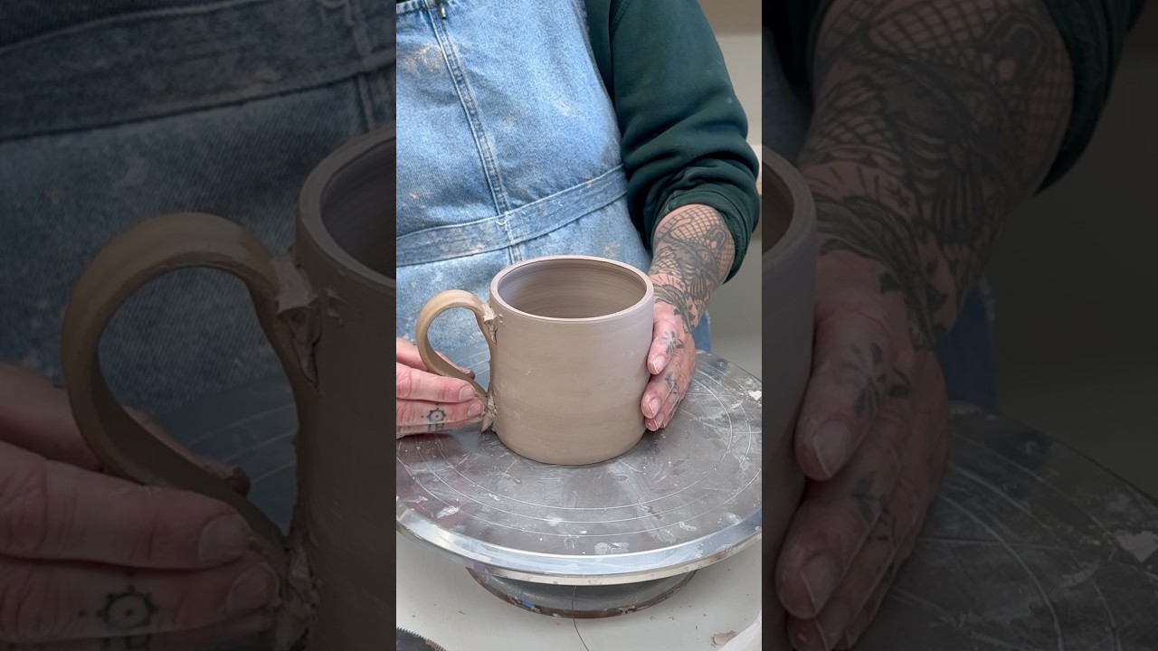 Time to attach a handle #handmademug #pottery #ceramics #clay #relaxing