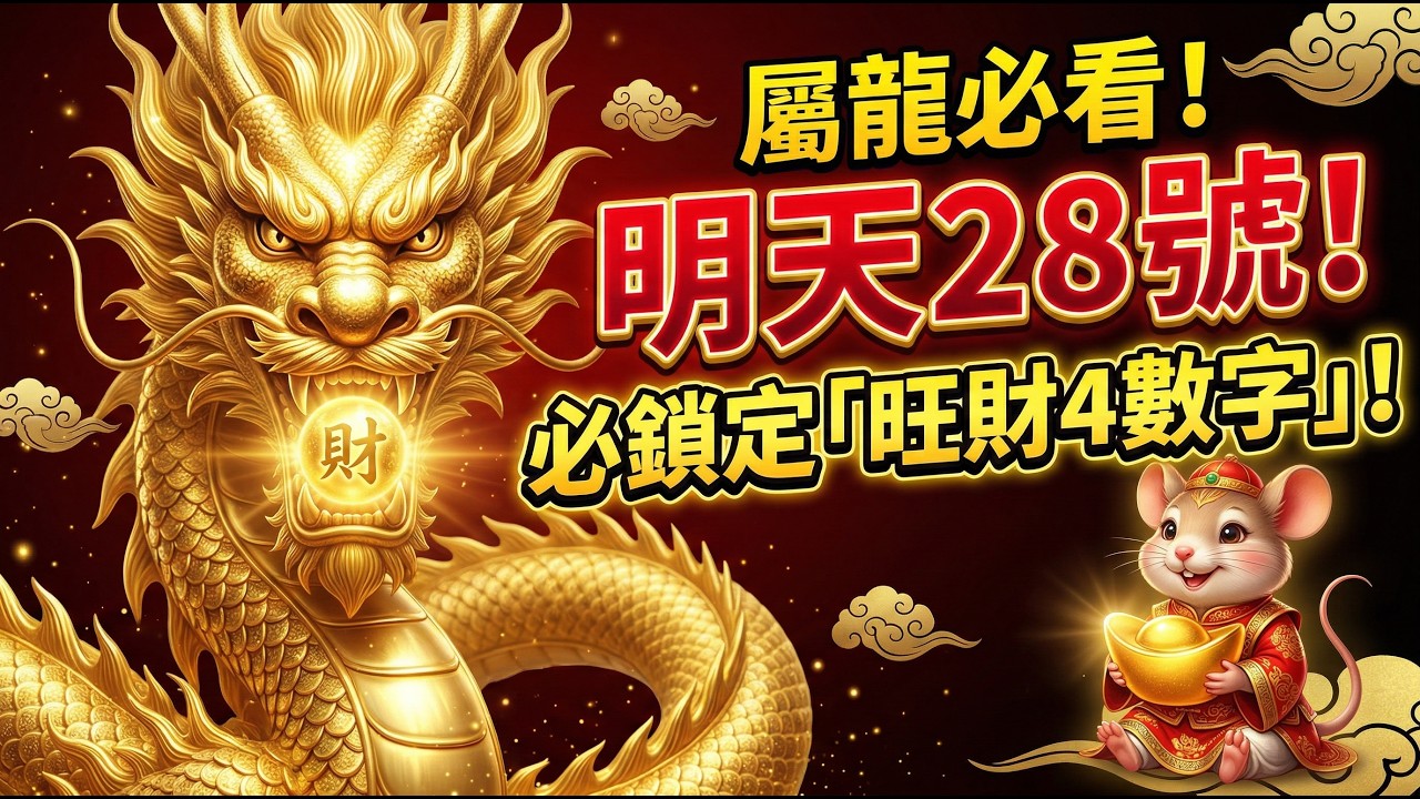生肖龍必看！明天28號正月十二「老鼠娶親日」，鎖定「旺財4數字」，讓你橫財不請自來！#2026生肖龙財運 #屬龍2026運勢 #老鼠娶親日 #財運 #旺財數字 #偏財数字 #幸運數字 #正月十二