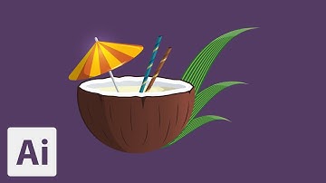 How to Create FRESH COCONUT 🥥 Flat Design (2/2) | Adobe Illustrator Tutorials