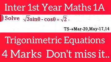 Inter 1st Year Maths 1A||Trigonometric Equations@maths naresh eclass