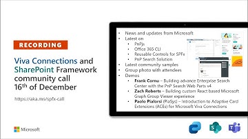 Viva Connections & SharePoint Framework Community call – 16th of December, 2021