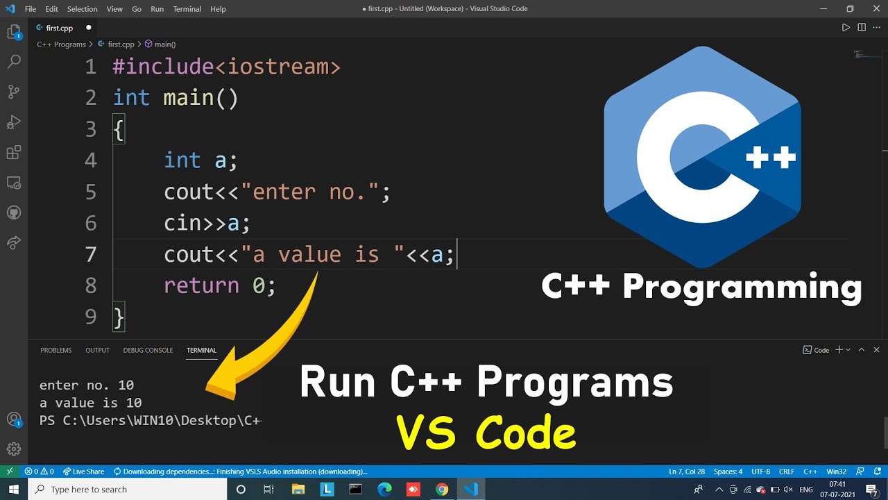 Run cpp. How to Run c++ in Visual Studio code. Run code.