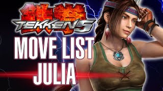 TEKKEN 5 - JULIA move list, holds, combos, 10-Hit Combo (PlayStation 2)