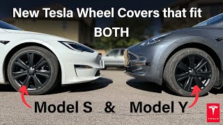 New Tesla Wheel Covers that fit both 2023 Tesla Model Y and Model S #tesla #ev