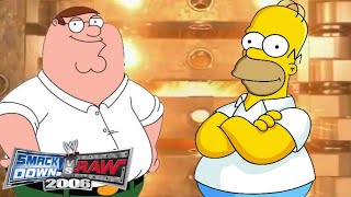Peter Griffin Vs Homer Simpson (With Commentary) Smackdown Vs Raw 2006. NWC