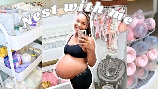 Nest with me| Newborn essentials target haul|organizing nursery& more *nesting*🤰🏽👶🏽🎀