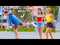 Funny fart prank in florida farting frenzy at the beach