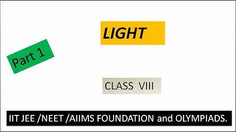 Class 8 Part 1 Light for Foundation of IIT/NEET/AIIMS and Olympiads .