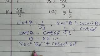 If Cot Theta 1 3 Then Find The Value Of Sec 2 Theta Cosec 2 Theta Youtube If Cot Theta 1 3 Then Find The Value Of Sec 2 Theta Cosec 2 Theta Youtube