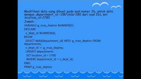 Basis Data Lanjut : Latihan Soal Praktikum 2 Interaksi PL-SQL dengan Oracle Server