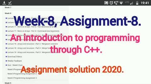 Assignment -8 // An introduction to Programming Through C++ // Week - 8 // NPTEL
