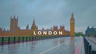 6AM RAIN walk in London | Big Ben, Westminster, London Eye | ASMR London Walk