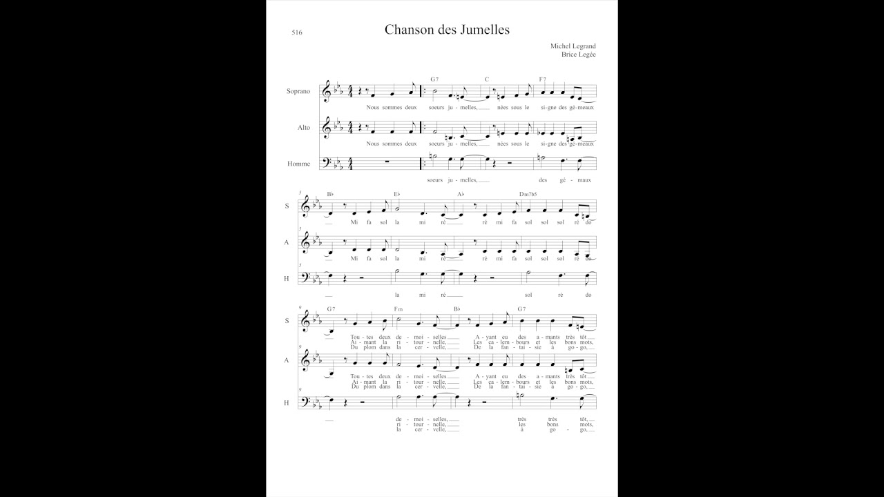 Nous Sommes Deux Soeurs Jumelles Partition Gratuite