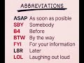 ABBREVIATIONS #english #abbreviation #fullform #shortwords #englishgrammar #learnenglish #viral