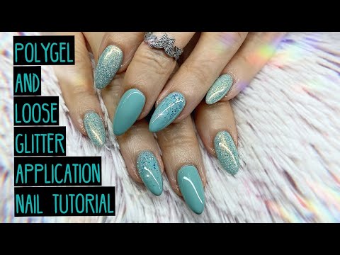 PolyGel Almond Nails with Loose Glitter Application