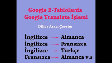 Google E-Tablolarda Google Çeviri(Translate)