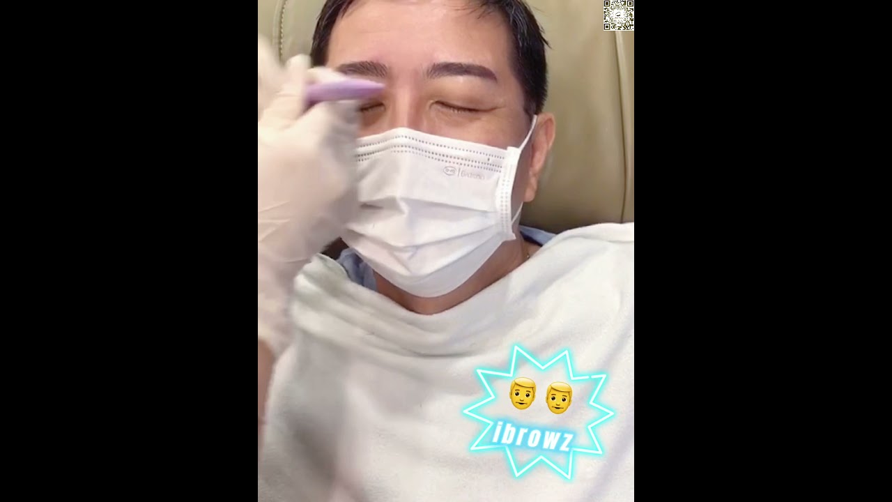 Man Eyebrow Semi- Permanent makeup. Embroidery / Microblading