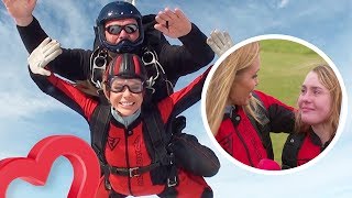 Amanda Holden skydives with brave teen who lost her mum