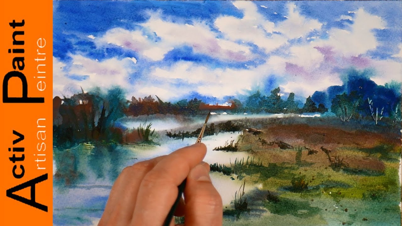 Акварель пруда ART PAINTING YouTube