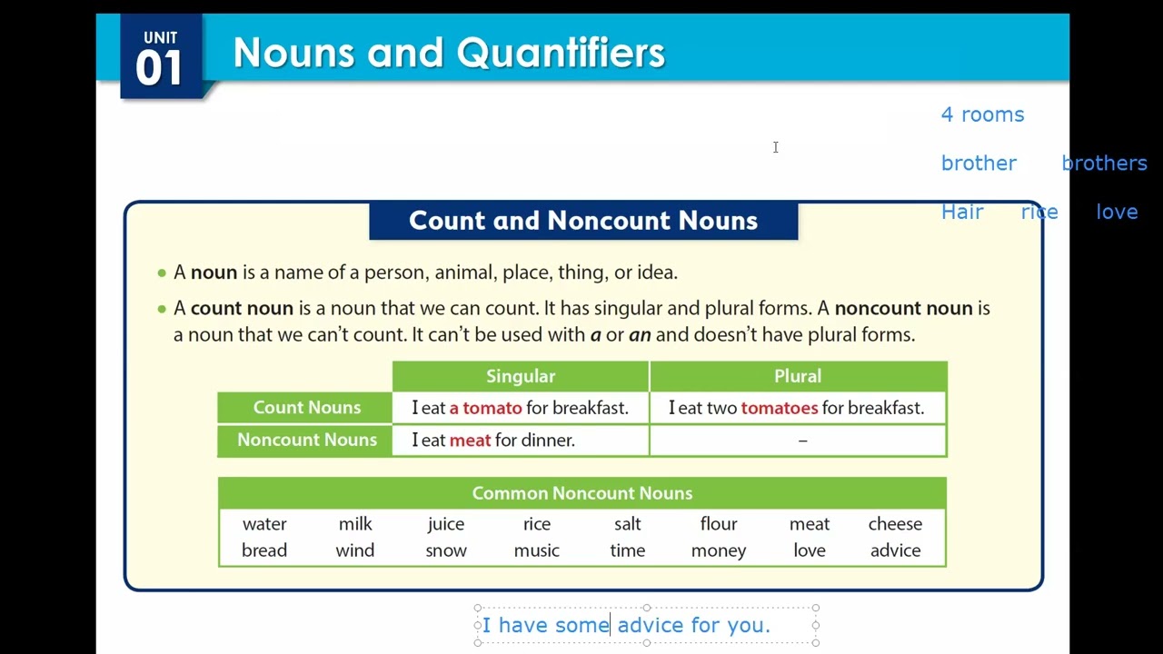 Nouns and quantifiers with exercises