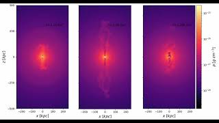 Gas density evolution, 3 different AGN feedback models