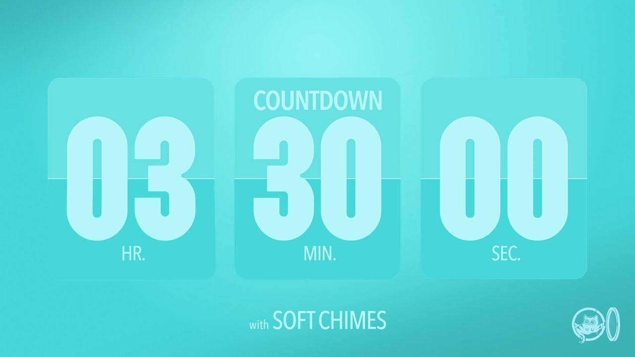 3.5 Hours【210 Min】Countdown Flip Clock Timer | Soft Chime 😺🙀😻 - YouTube
