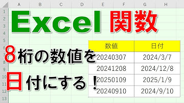 【Excel関数 徹底解説】8桁の数値を日付データにする!