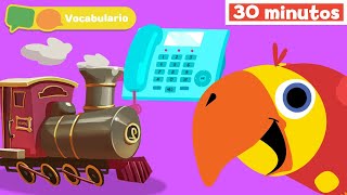 Aprender Nuevas Palabras | Vocabulario para Niños con Larry | Tren |Teléfono |Mi Primera Universidad