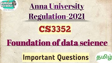CS3352 Foundation of data science important questions in tamil||Anna university regulation 2021.#cse