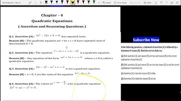 Assertion and Reasoning Class 10 Maths | Quadratic Equations assertion and reasoning | PART 1 Board