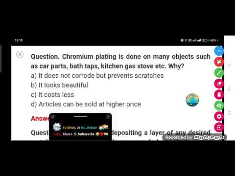Chromium Plating Is Done On Many Objects Such As Car Parts