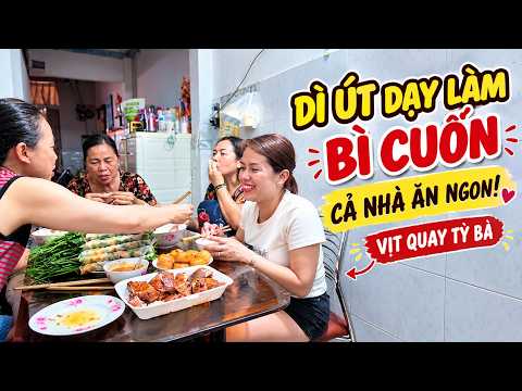 673☘️ Đi Chợ Mua Cá Tầm Về Nấu Lẩu | Dì Út Dạy Làm Bì Cuốn, Cả Nhà Ăn Vịt Quay Tỳ Bà