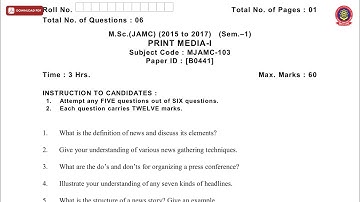 MSC JAMC 1ST SEM PRINT MEDIA 1ST B DEC 2018 | PTU