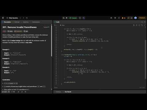 Remove Invalid Parentheses | LeetCode Hard | C++ Explained Simply #shorts