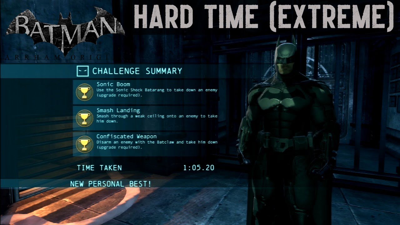 Hard Time (Extreme) Stealth Challenge 3 Medals No Damage Batman Arkham  Origins - YouTube