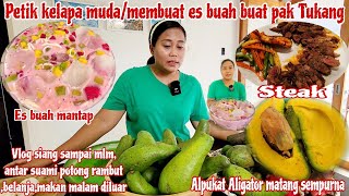 PETIK KELAPA MUDA LANGSUNG BIKIN ES BUAH‼️Belanja keperluan suami,potong rambut &makan Malam diluar