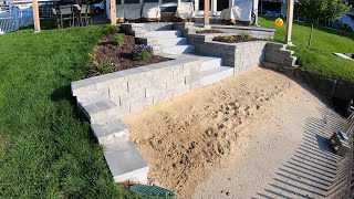 building a retaining wall granite staircase