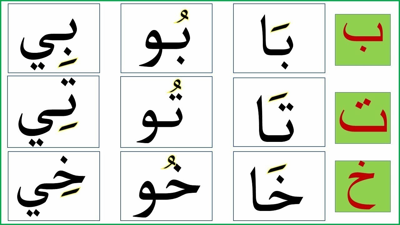 حروف الهجاء بالعربية للصغار والكبار مع الحركات الطويلة بطريقة سهلة وممتعة.